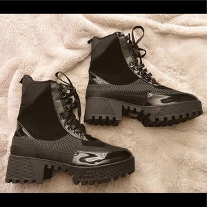 Misguided Black combat boots, size 8